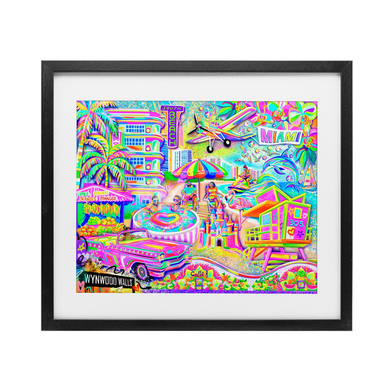 Stupell Industries Miami Fun Collage Framed Print Under Glass, design by Jess Stempel